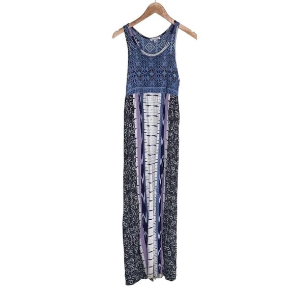 Patrons of Peace Maxi Dress Multicolour Blue Purple White Tank‎ Size  Medium - Picture 1 of 10